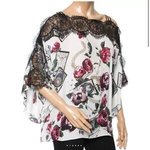 COPY - Roberto Cavalli Women's White Floral off shoulder Silk Top Blouse IT 42 …